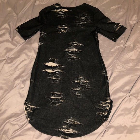 Black Bead Destroyed Knit Dress W/Side Slit (L) - Picture 6 of 9